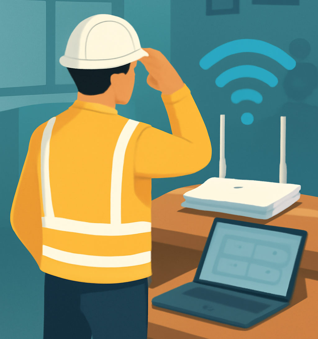 Wifi image with a builder in front